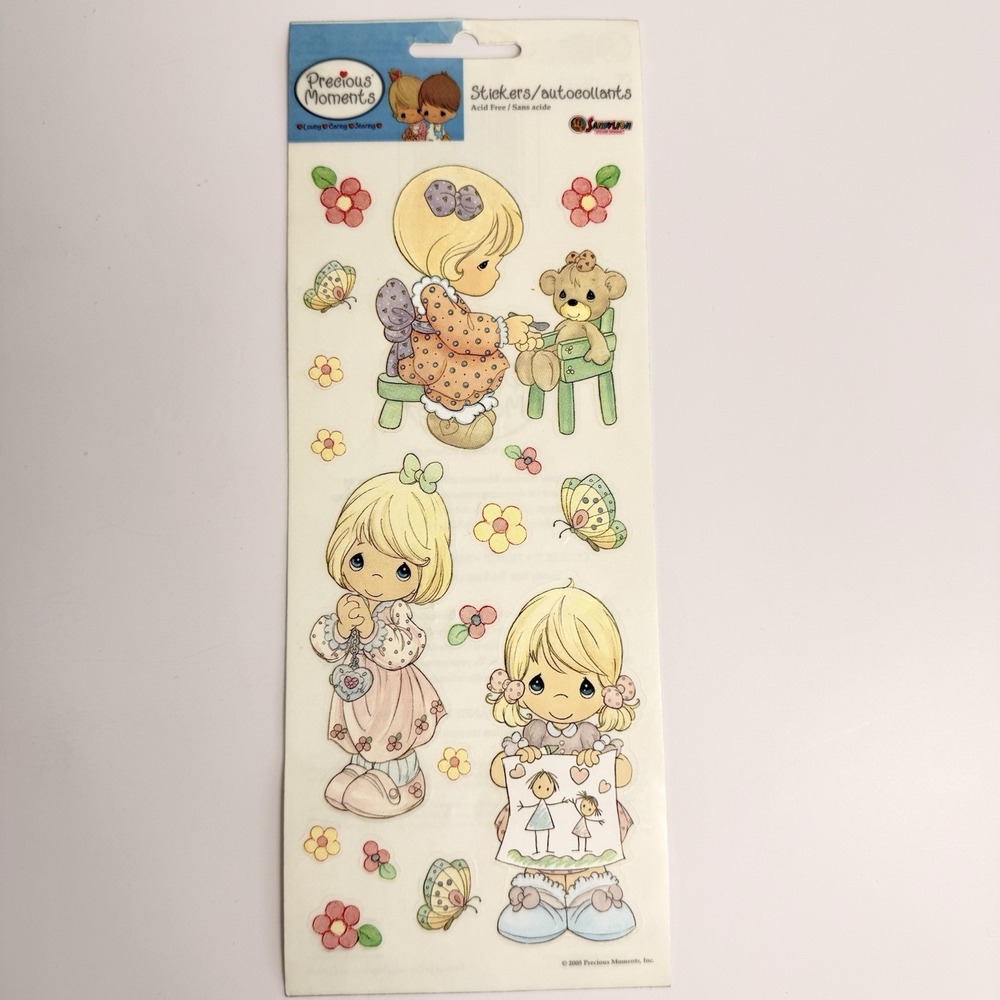 Precious Moments Deco Craft Stickers Girl Mylar 2005 Sandylion Large Sheet NOS